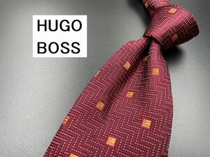 【超美品】HUGO BOSS　ヒューゴボス　ドット柄　ネクタイ　3本以上送料無料　ワインレッド　0302250