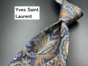 【新古品】YvesSaintLaurent　サンローラン　ペイズリー柄　ネクタイ　3本以上送料無料　ブルー系　0302152