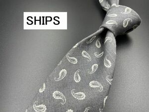 【美品】SHIPS　シップス　ペイズリー柄　ネクタイ　3本以上送料無料　グレイ　0302129