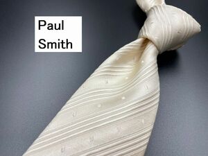 【美品】PaulSmith　ポールスミス　レジメンタル柄　ネクタイ　3本以上送料無料　ホワイト　光沢　0302126