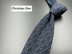 【美品】ChristianDior　ディオール　チェック柄　ネクタイ　3本以上送料無料　ネイビー　0302186