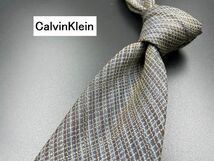 【美品】CalvinKlein　カルバンクライン　レジメンタル柄　ネクタイ　3本以上送料無料　グレイ系　0303028_画像1