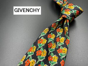 【超美品】GIVENCHY　ジバンシー　花柄　ネクタイ　3本以上送料無料　ネイビー　0304008