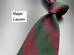 【超美品】Ralph Lauren　ラルフローレン　レジメンタル柄　ネクタイ　3本以上送料無料　ワインレッド系　0303152