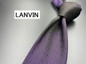 【超美品】LANVIN　ランバン　ドット柄　ネクタイ　3本以上送料無料　ブラックパープル　0303117