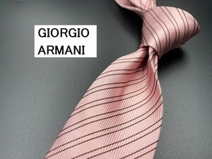 【美品】GIORGIO ARMANI　アルマーニ　レジメンタル柄　ネクタイ　3本以上送料無料　ピンク　0303130