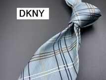 【美品】DKNY　ダナキャラン　チェック柄　ネクタイ　3本以上送料無料　ブルー　0304158_画像1