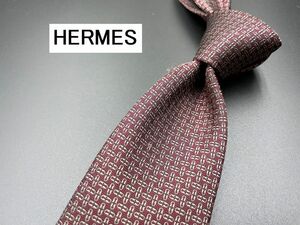 【超美品】HERMESPARIS　エルメスパリス　チェック柄　ネクタイ　3本以上送料無料　ワインレッド　0304134