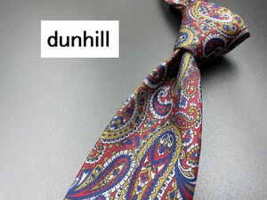 【超美品】dunhill　ダンヒル　ロゴ＆ペイズリー柄　ネクタイ　3本以上送料無料　ワインレッド　0304245