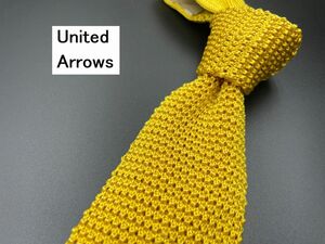 【超美品】United Arrows　ユナイテッドアローズ　無地柄　ネクタイ　3本以上送料無料　イエローブラウン　ニットタイ　0304113