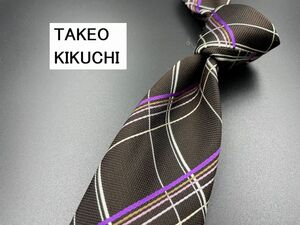 [ super-beauty goods ]TAKEOKIKUCHI Takeo Kikuchi check pattern necktie 3ps.@ and more free shipping Brown 0303042