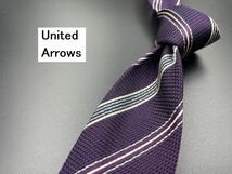 【美品】United Arrows　ユナイテッドアローズ　レジメンタル柄　ネクタイ　3本以上送料無料　パープル　0303100_画像1