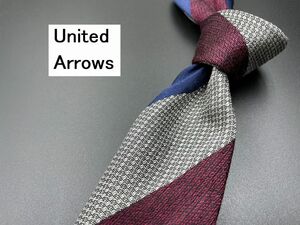 【美品】United Arrows　ユナイテッドアローズ　レジメンタル柄　ネクタイ　3本以上送料無料　ネイビー系　0304236