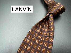 【超美品】LANVIN　ランバン　チェック柄　ネクタイ　3本以上送料無料　ブラウン　0304141