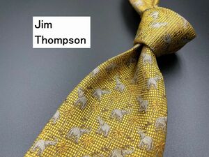 【超美品】JimThompson　ジムトンプソン　ゾウさん柄　ネクタイ　3本以上送料無料　ブラウンゴールド　0304126