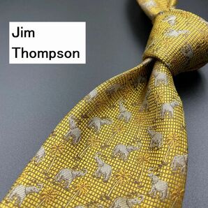 【超美品】JimThompson ジムトンプソン ゾウさん柄 ネクタイ 3本以上送料無料 ブラウンゴールド 0304126の画像1