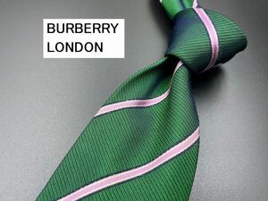 BURBERRY LONDON　バーバリーロンドン　レジメンタル柄　ネクタイ　3本以上送料無料　グリーン　0304120