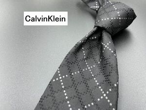 【超美品】CalvinKlein　カルバンクライン　チェック柄　ネクタイ　3本以上送料無料　ブラック　0304189