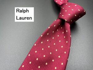 【美品】Ralph Lauren　ラルフローレン　ドット柄　ネクタイ　3本以上送料無料　ワインレッド　0304149