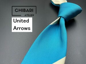 【超美品】United Arrows　ユナイテッドアローズ　レジメンタル柄　ネクタイ　3本以上送料無料　ブルーホワイト　0305096