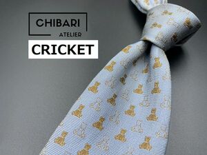 【超美品】CRICKET　クリケット　クマちゃん柄　ネクタイ　3本以上送料無料　ブルーグレイ　0305222