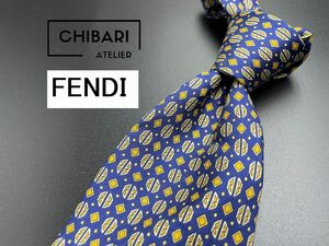 【超美品】FENDI　フェンディ　全面FFロゴ柄　ネクタイ　3本以上送料無料　ネイビー　0305138