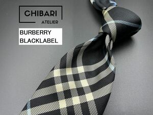 【超美品】BURBERRY BLACK LABEL　バーバリーブラックレーベル　ノバチェック柄　ネクタイ　3本以上送料無料　ブラック　0401222