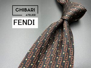 タグ付【新古品】FENDI　フェンディ　全面FFロゴ柄　ネクタイ　3本以上送料無料　ブラックブラウン　0401181