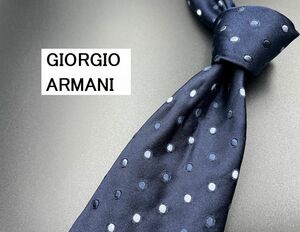 【超美品】GIORGIO ARMANI　アルマーニ　ドット柄　ネクタイ　3本以上送料無料　ネイビー　0303191