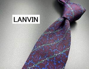 【新古品】LANVIN　ランバン　レジメンタル柄　ネクタイ　3本以上送料無料　ネイビー　0303196