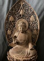 大型高62cm 仏教工芸品　総楠製　井波彫刻　極上彫　木彫仏像 薬師如来座像_画像4