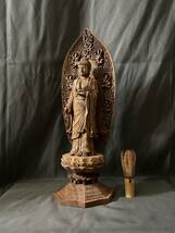 高45cm 仏教工芸品　総楠製　井波彫刻　極上彫　木彫仏像　薬師如来立像_画像9