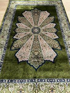 イラン産　ネギン・マシュハド・ヘレル工房　高級ペルシャ絨毯　総シルク　手織り　最高峰225万ノット　101×152cm #16