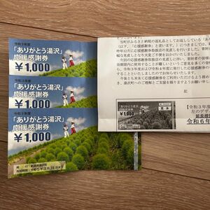 匿名配送　ありがとう湯沢　応援感謝券　3000円分　湯沢温泉　有効期限　2024年3月31日令和6年