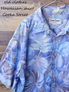 美品 Cooke Street シャツ 柄シャツ 半袖 アロハシャツ リーフ 2XLサイズ 青 ブルー コットン 綿 ハワイアン オーバーサイズ 大きめ