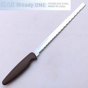 パン切り包丁 KAI Bready ONE STAINLESS STEEL 刃長約220㎜ 洋包丁 パン切りナイフ パンスライサー ブレッドナイフ 未使用保管品 【2181】