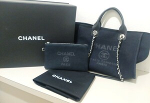 ☆２０２２年百貨店購入　シャネル　CHANEL　ドーヴィル　トートバッグ　２way　シルバー金具　中古　人気サイズ☆