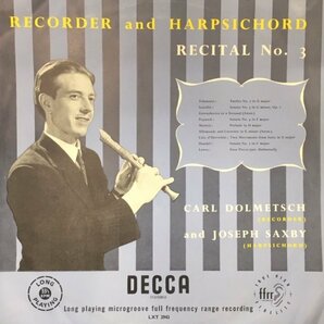 LP カール・ドルメッチ CARL DOLMETSCH Recorder And Harpsichord Recital No. 3 LXT2943 DECCAの画像1
