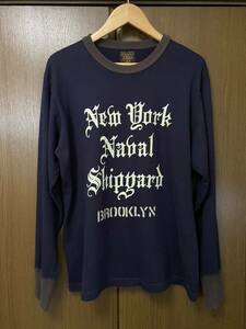 良品 FREEWHEELERS フリーホイーラーズ POWER WEAR York Naval Shipyard US NAVY プリント ロンT Tシャツ 42
