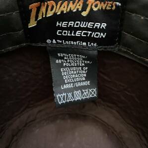 良品 INDIANA JONES インディジョーンズ レザー調 中折れハット L ダメージ加工の画像8