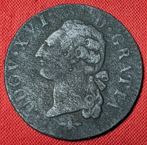 フランス　1ソル青銅貨　1791年D　【ミツバチ・ルイ16世】　 　　玉ちゃんNo.3159_画像1