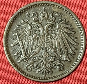 オーストリア=ハンガリー帝国　1エール銅貨　1894年　　【美銅貨】　　玉ちゃんNo.3134