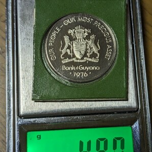 ガイアナ 25セント白銅貨 1976年  【未使用プルーフセット出し・発行枚数28,000】 玉ちゃんNo.3236の画像4