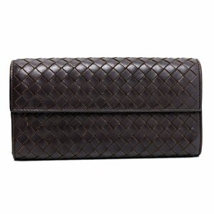 【中古】ボッテガ・ヴェネタ/BOTTEGA VENETA　長財布　イントレチャート　ブラウン系　レザー