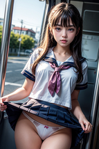 【高画質・高品質 111枚】顔を赤らめながらパンツを見せるセーラー服女子【AI美女グラビア】 セクシー 美女 かわいい 女の子 コスプレ_画像1