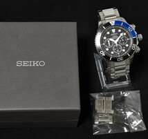 セイコー SEIKO メンズ 腕時計 クロノグラフ ソーラー クオーツ ダイバー 海外モデル SSC017P1 逆輸入 200M防水 ブラック 中古品 箱あり_画像5