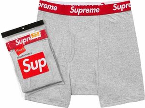 【新品未使用】 24SS 新品 Supreme シュプリーム HANES BOXER BRIEFS 2 pack ヘインズ ボクサーパンツ 下着 GREY S グレー 即決早い者勝ち