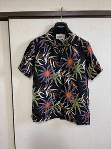 【良品】【レターパックプラス対応】 WACKO MARIA ワコマリア FLOWER ALOHA SHIRTS アロハシャツ フラワー柄 BLACK ブラック 黒色 即決あり