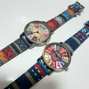  новый товар 2 -цветный набор casual спорт ремень ткань частота кварц наручные часы 9