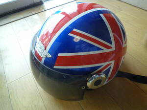 中古 BM HELMET ヘルメット 半ヘル イギリス柄 ユニオンジャック B.M.HELMET ビーエムヘルメット 半キャップ 半帽